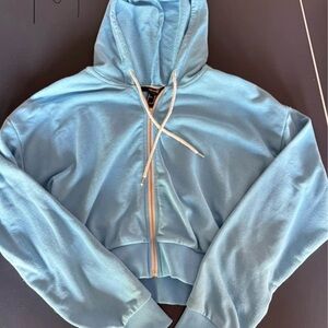 Forever 21 Light Blue Zip-Up Hoodie